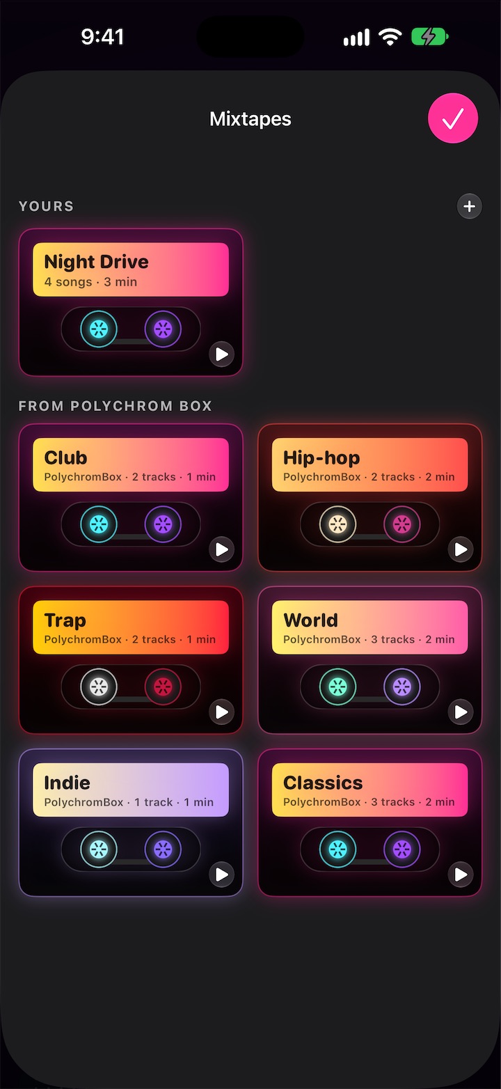 Every mixtape on one page: yours, the ones shared with you, and ours, each with its cover